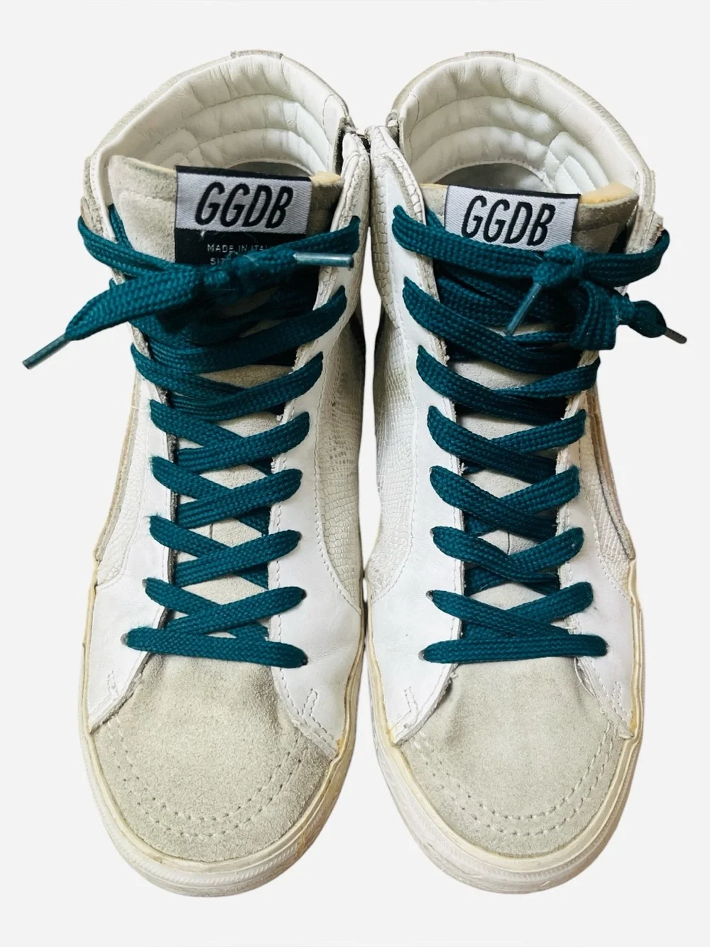 Golden Goose Slide Distressed Leather High Top Sneakers Size 39
